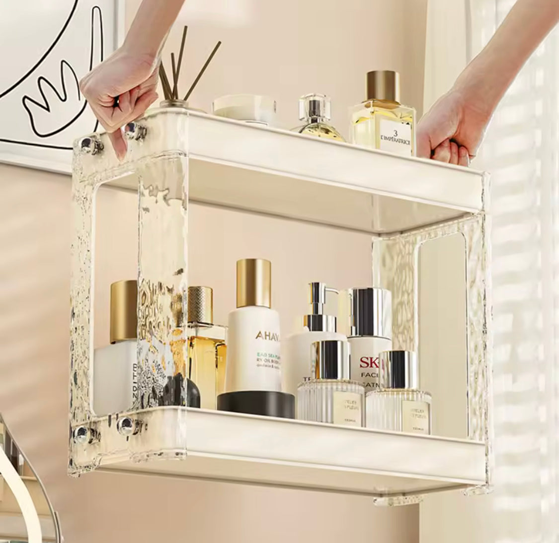 2 Layers Bathroom Organizer Rack, Kitchen Organising Spice Shelf Rack, Double Layer Elevated Storage Rack 2 Layers Bathroom Organizer Rack, Kitchen Organising Spice Shelf Rack, Double Layer Elevated Storage Rack